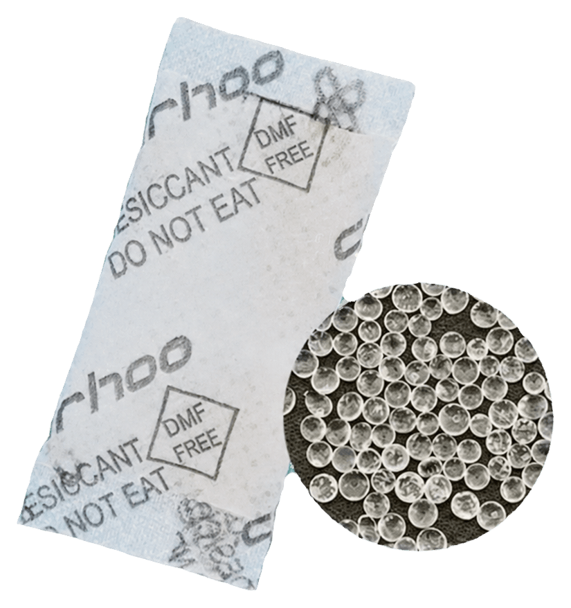 Industrial silica gel packet with desiccant beads